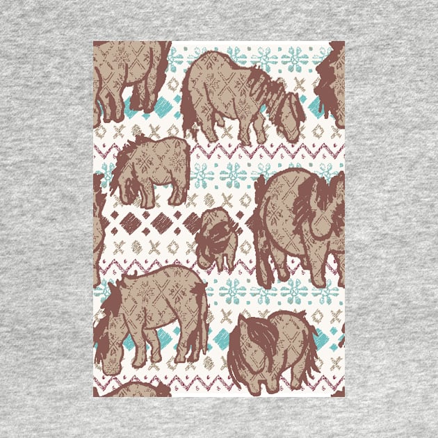 Fairisle Shetland Ponies - Brown by Juliewdesigns